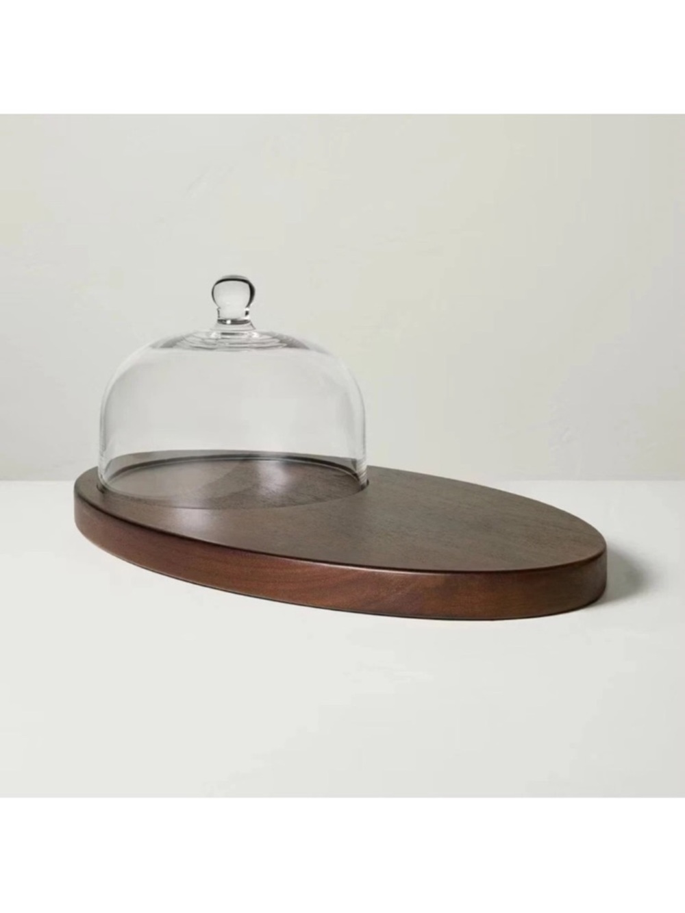 Hearth & Hand with Magnolia Oval Wood Wooden Cheese Board w/ Glass Cloche NEW